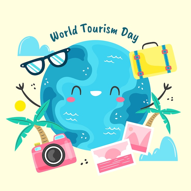 Vector flat illustration for world tourism day celebration