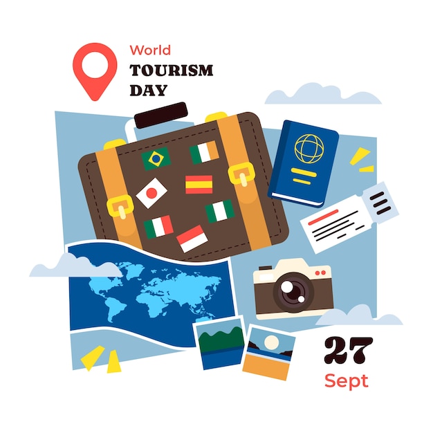 flat illustration for world tourism day