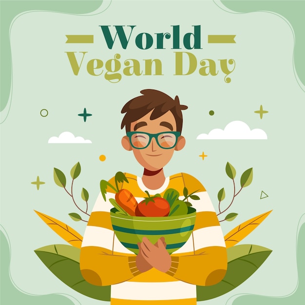 Vector flat illustration for world vegan day event