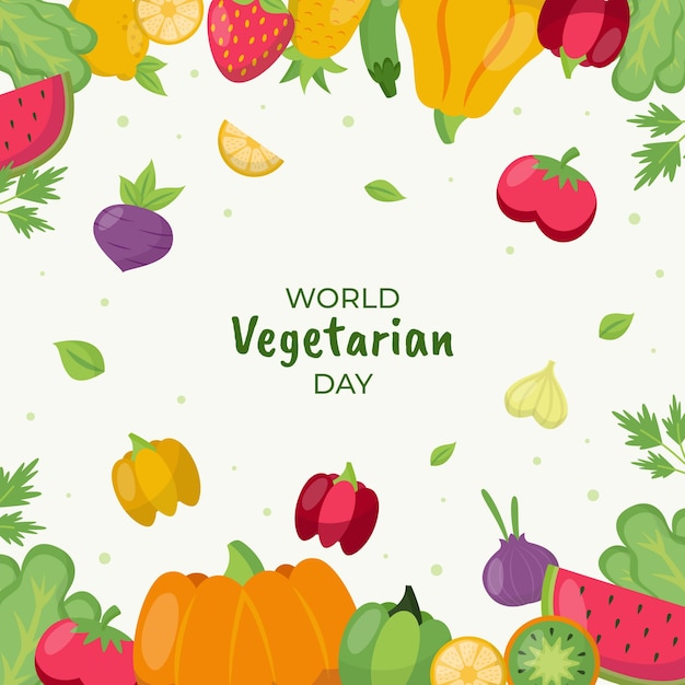 Illustrazione piatta per la giornata mondiale dei vegetariani