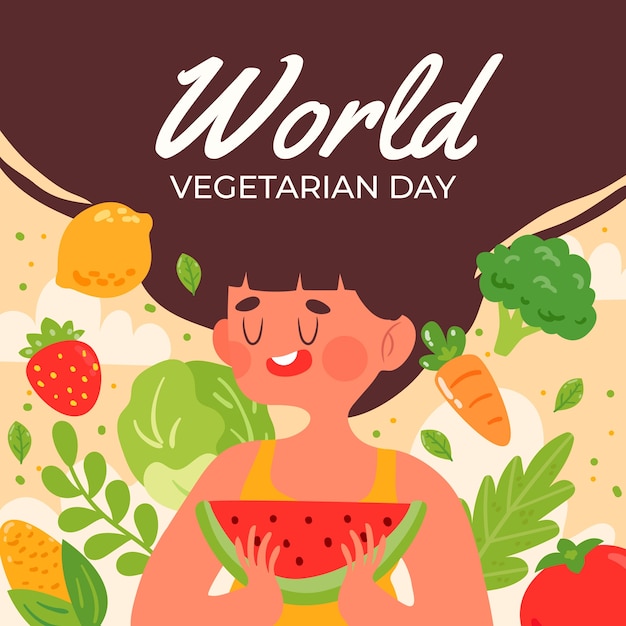 Vector flat illustration for world vegetarian day