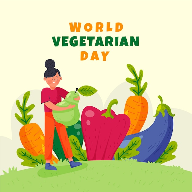 Vector flat illustration for world vegetarian day