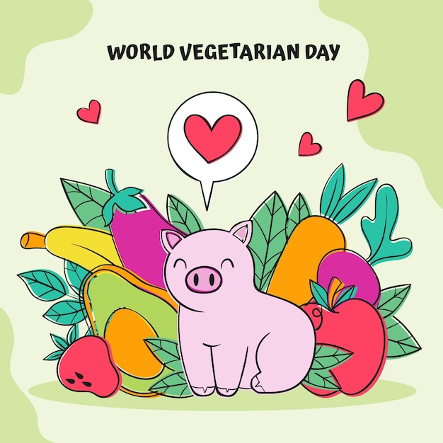 Vector flat illustration for world vegetarian day