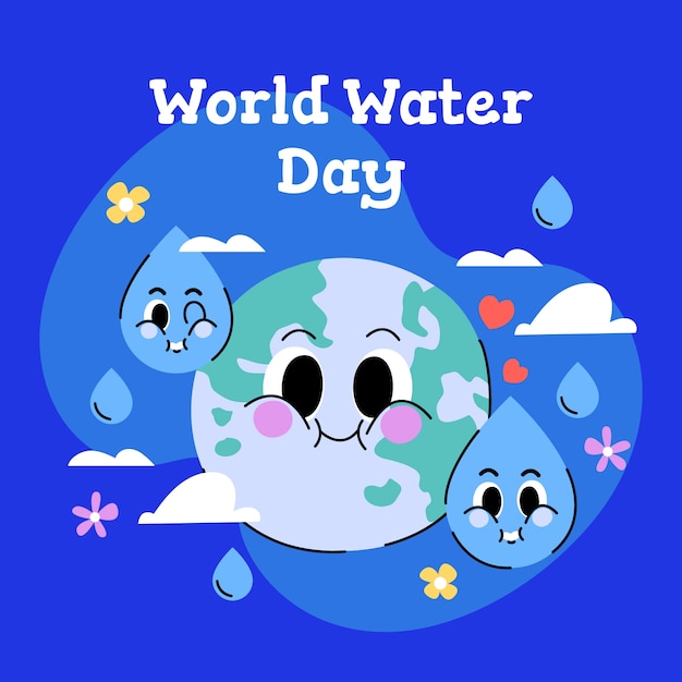 flat illustration for world water day awareness