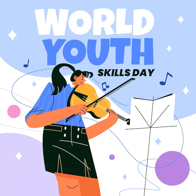 Vector flat illustration for world youth skills day celebration