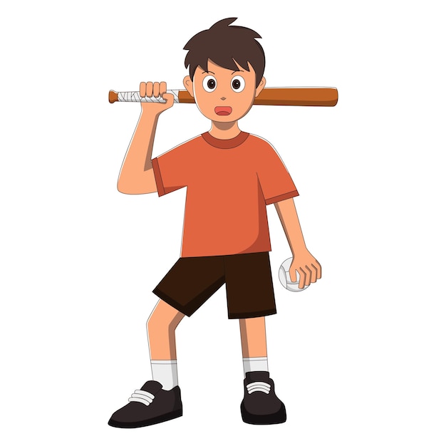 Illustrazione piatta giovane ragazzo gioca a baseball