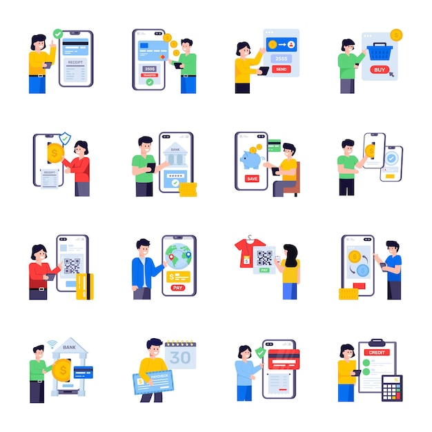 Flat Illustrations of Digital Payments