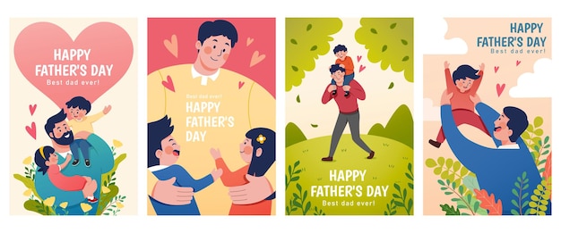 Vector flat illustrations of father's day