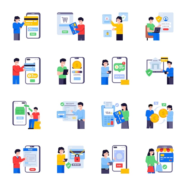 Flat Illustrations of Online Payments