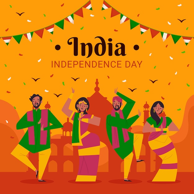 Vector flat india independence day illustration