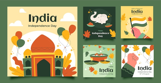 Flat india independence day instagram posts collection