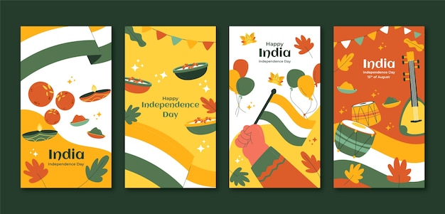 Flat india independence day instagram stories collection