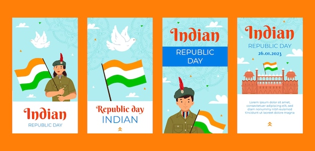 Flat india republic day celebration instagram stories collection