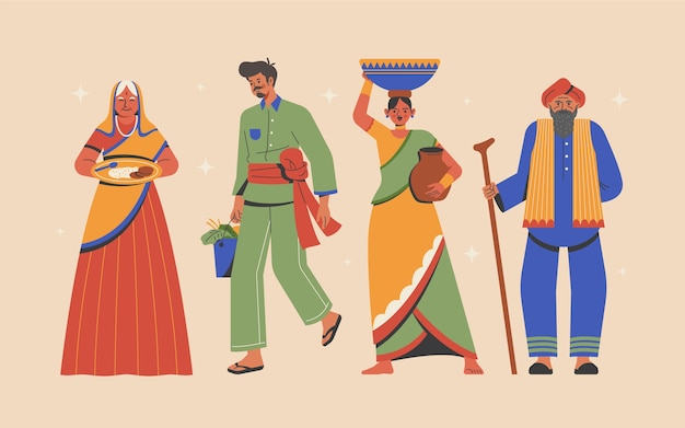 flat indian character illustration