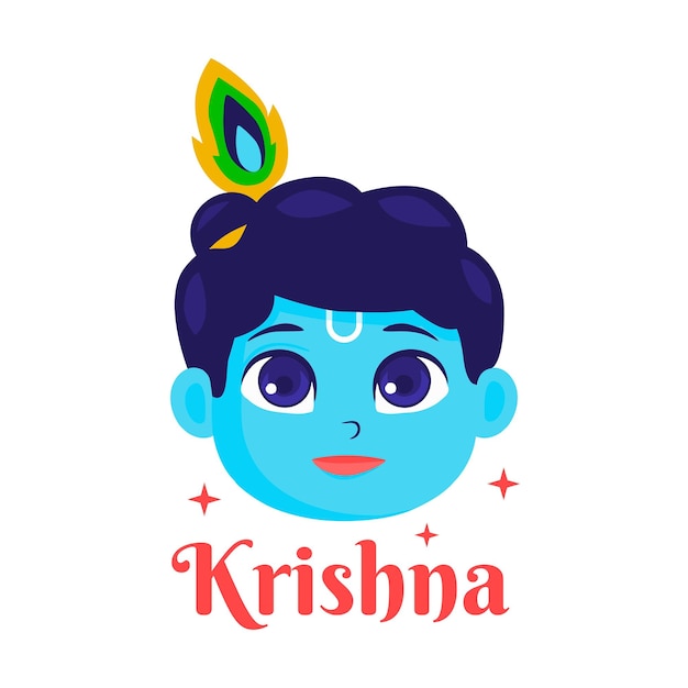 flat indian god krishna illustration vector