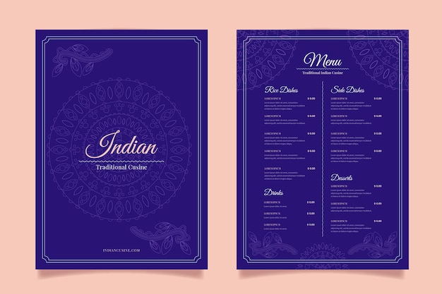 Vector flat indian menu template