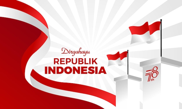 ベクトル フラットなインドネシア独立記念日の背景テンプレート