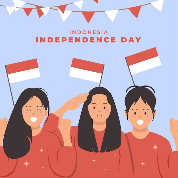 Flat indonesia independence day background