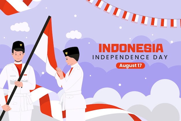 Плоская иллюстрация дня независимости индонезии