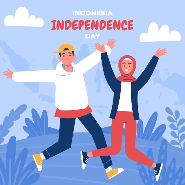 Vector flat indonesia independence day illustration