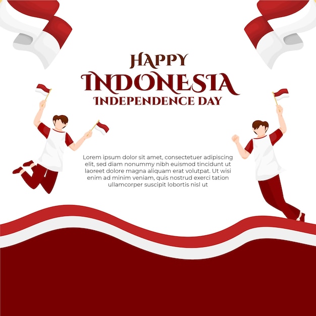 Flat indonesia independence day illustration