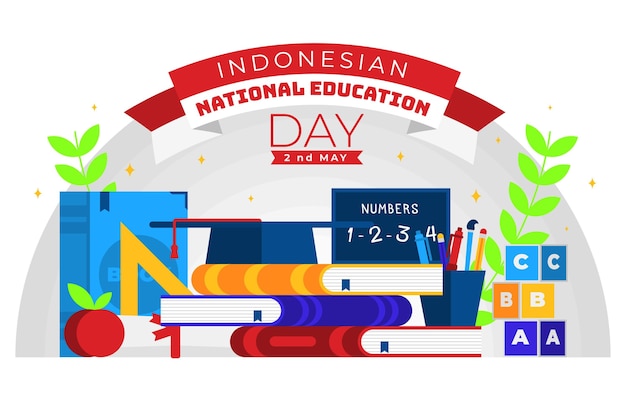 Vector flat indonesian national education day illustration