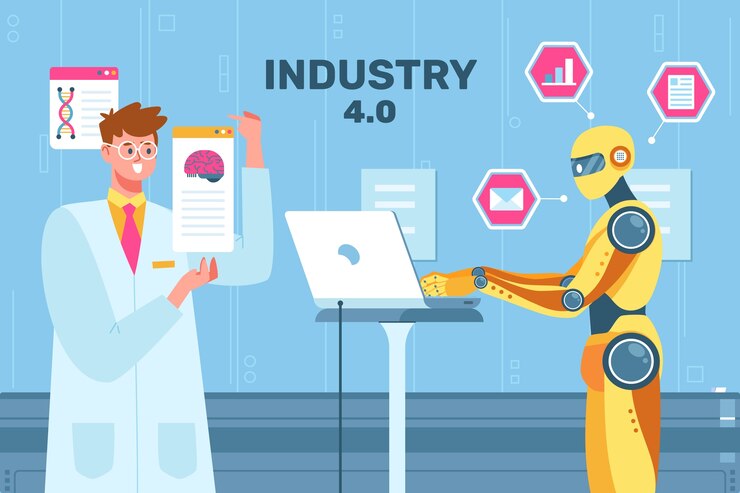 Vector flat industry 4.0 background