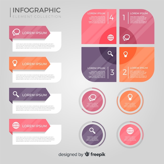 Flat infographic element collection