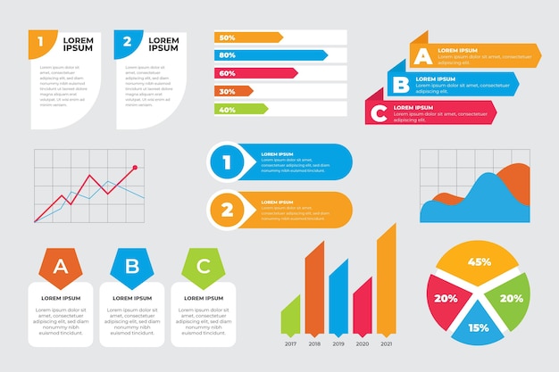 Vettore collezione di elementi infografici piatti