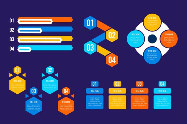 Flat infographic element collection