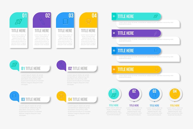 ベクトル フラットインフォグラフィック要素コレクション