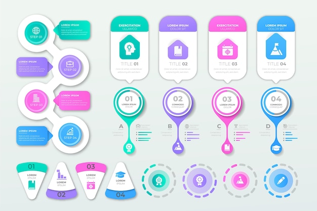 벡터 플랫 infographic 요소 컬렉션