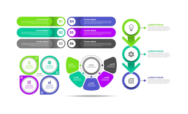 평면 infographic 요소 디자인 컬렉션