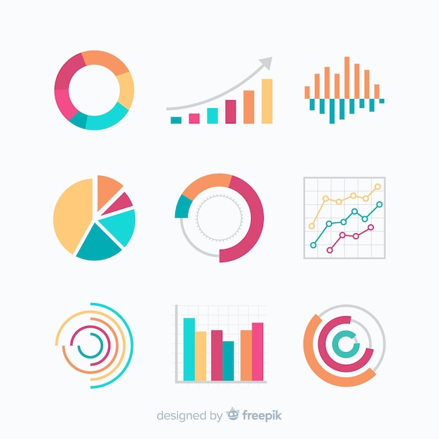 Raccolta di elementi di infografica piatta