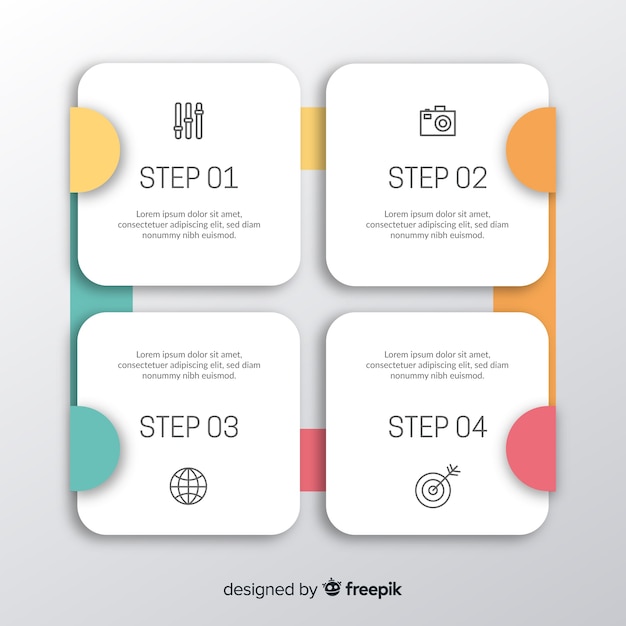 Square For Infographics. Minimalistic Chart, Diagram With 4 Steps, Parts.  Vector Design Template. Royalty Free SVG, Cliparts, Vectors, and Stock  Illustration. Image 58718167.