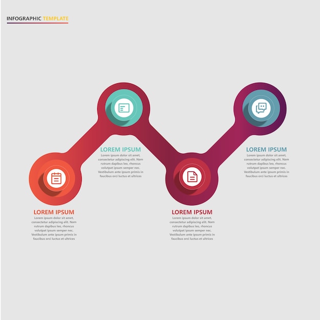 Vettore i passi infografici piatti con icone