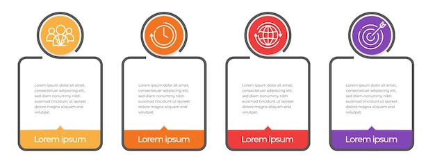 Vettore timeline infografica piatta 4 opzioni