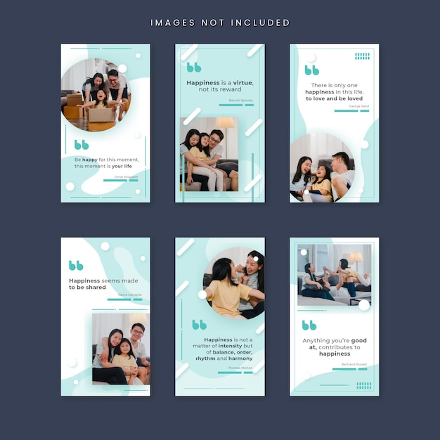 flat inspirational quotes instagram stories template collection premium vector