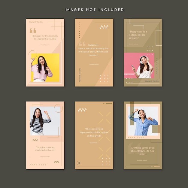 Flat inspirational quotes instagram stories template collection Premium Vector