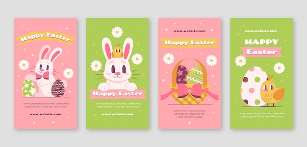 Flat instagram cover collection for easter celebration