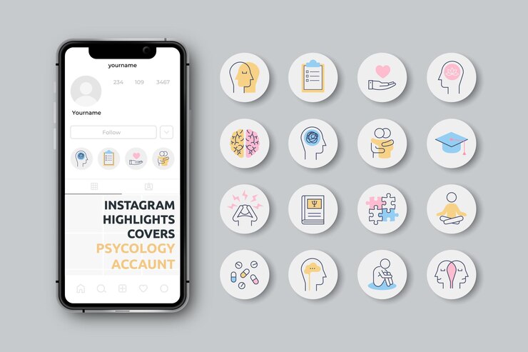 Flat instagram highlights set