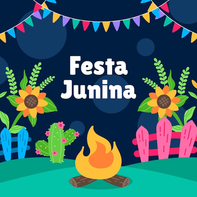 Плоская коллекция постов в instagram для празднования бразильских фестивалей festas juninas