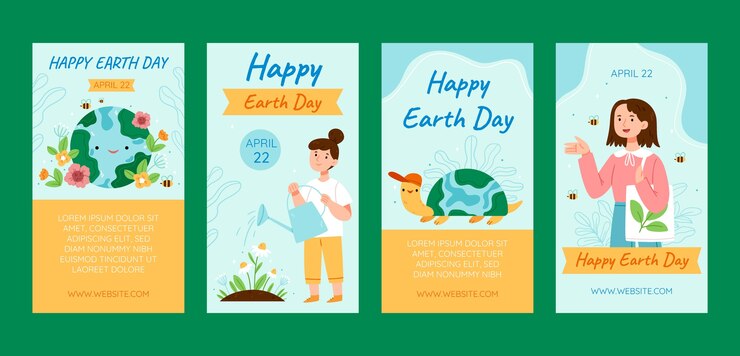 Vector flat instagram posts collection for earth day celebration