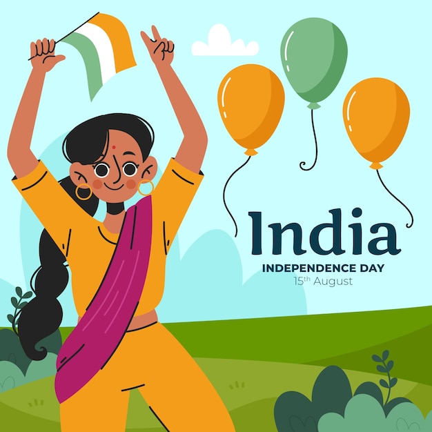 Vector flat instagram posts collection for indian independence day celebration