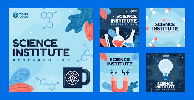 Flat instagram posts collection for science research