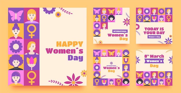 女性の日のお祝いのためのフラットinstagram投稿コレクション