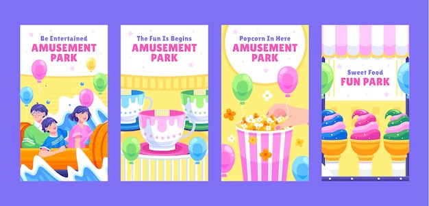 flat instagram stories collection for amusement park