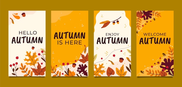 Flat instagram stories collection for autumn celebration