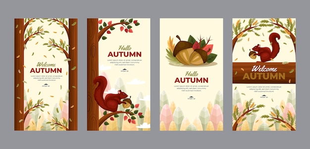 Flat instagram stories collection for autumn celebration