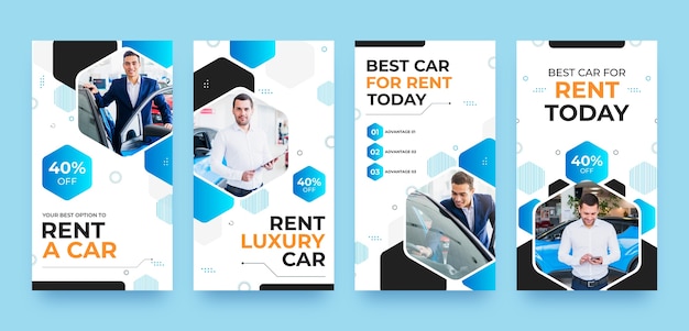 Flat instagram stories collection for car rental company